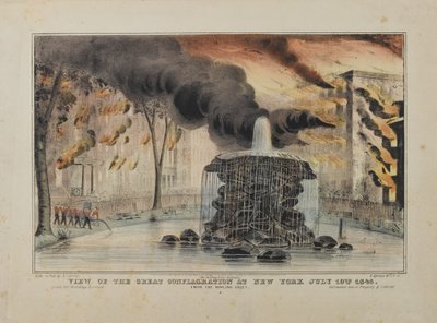 View of the Great Conflagration at New York July 10th 1845, from the Bowling Green by Nathaniel Currier